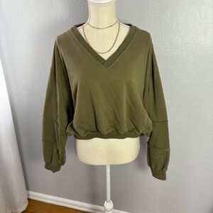 Olive V-Neck Women's Top As Revival